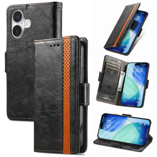For iPhone 17 CaseNeo Splicing Dual Magnetic Buckle Leather Phone Case(Black)