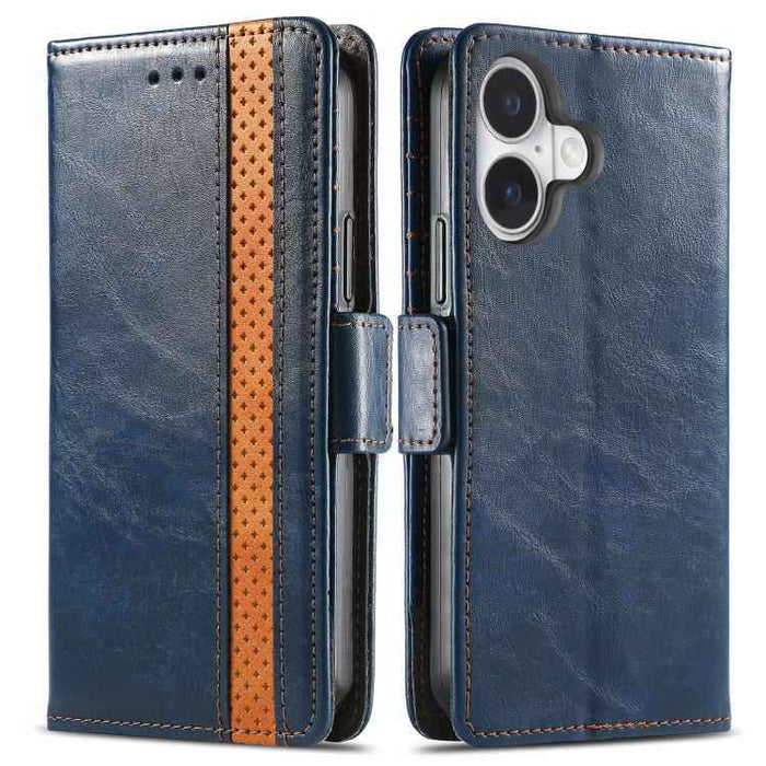 For iPhone 17 CaseNeo Splicing Dual Magnetic Buckle Leather Phone Case(Blue)
