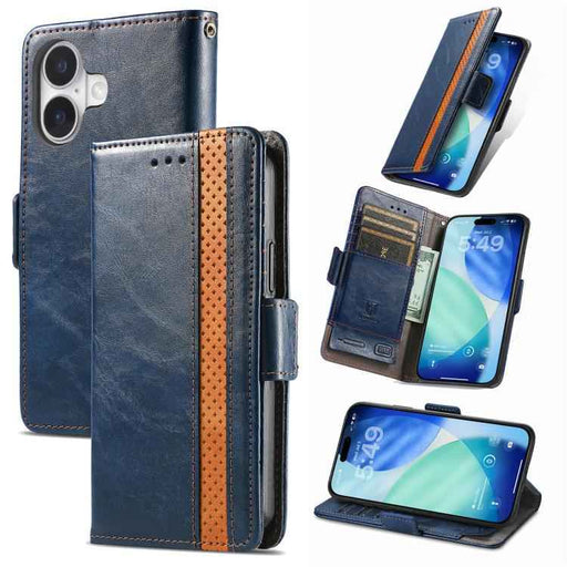 For iPhone 17 CaseNeo Splicing Dual Magnetic Buckle Leather Phone Case(Blue)