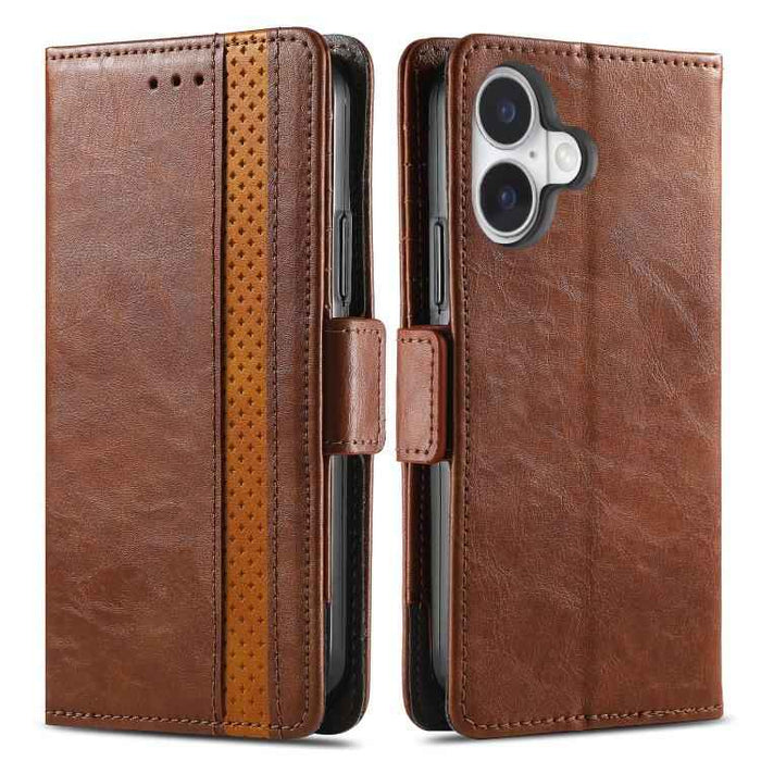 For iPhone 17 CaseNeo Splicing Dual Magnetic Buckle Leather Phone Case(Brown)