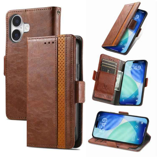 For iPhone 17 CaseNeo Splicing Dual Magnetic Buckle Leather Phone Case(Brown)
