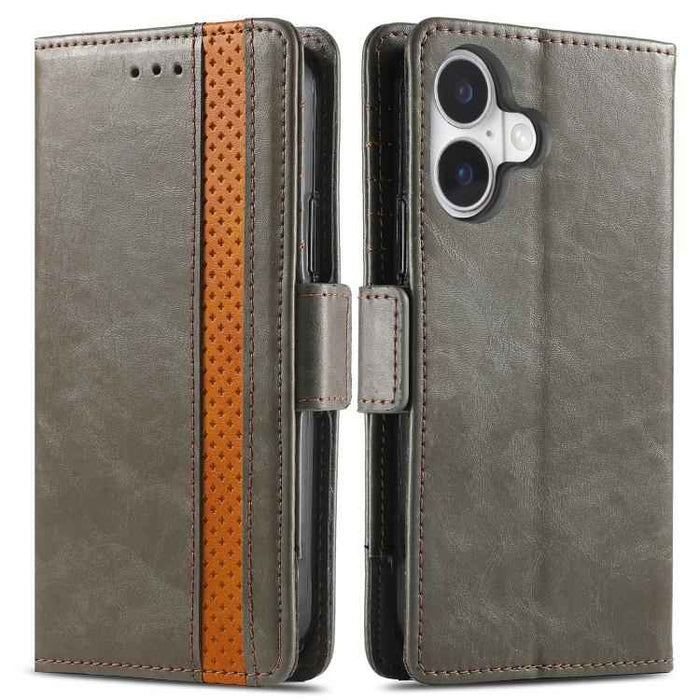 For iPhone 17 CaseNeo Splicing Dual Magnetic Buckle Leather Phone Case(Gray)