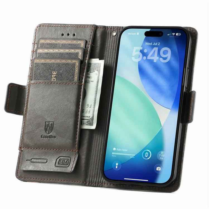 For iPhone 17 CaseNeo Splicing Dual Magnetic Buckle Leather Phone Case(Gray)