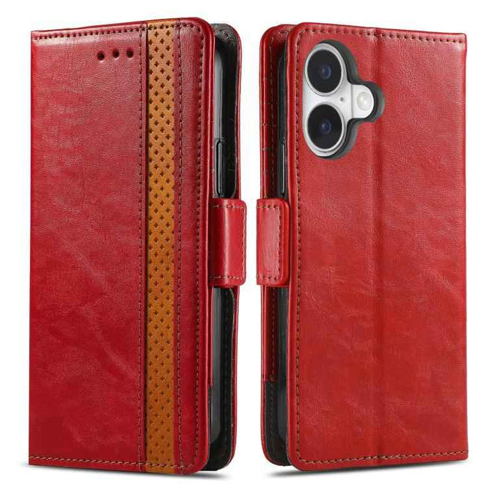 For iPhone 17 CaseNeo Splicing Dual Magnetic Buckle Leather Phone Case(Red)