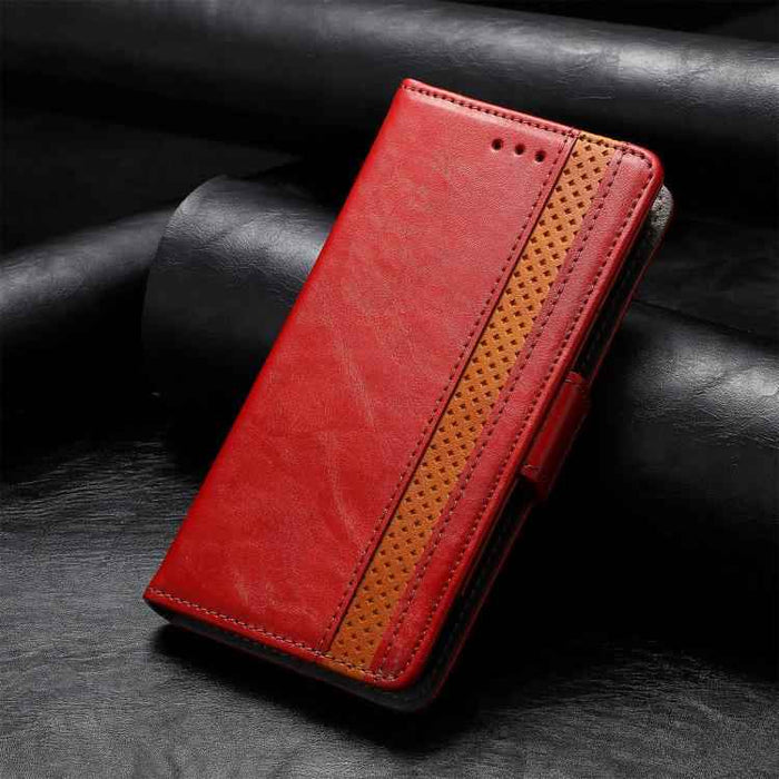 For iPhone 17 CaseNeo Splicing Dual Magnetic Buckle Leather Phone Case(Red)