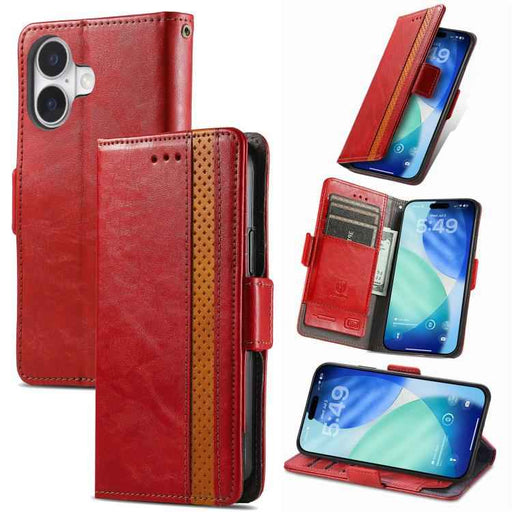 For iPhone 17 CaseNeo Splicing Dual Magnetic Buckle Leather Phone Case(Red)