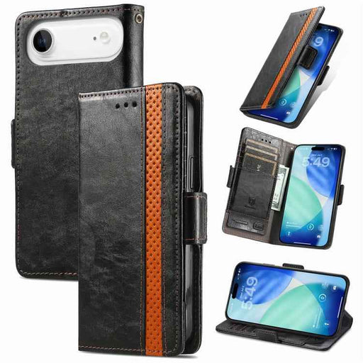 For iPhone Air CaseNeo Splicing Dual Magnetic Buckle Leather Phone Case(Black)