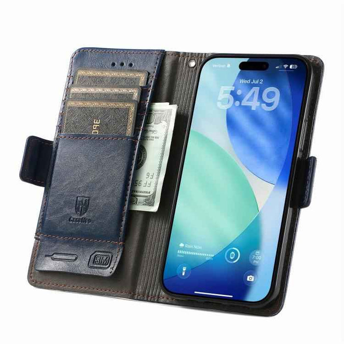For iPhone Air CaseNeo Splicing Dual Magnetic Buckle Leather Phone Case(Blue)