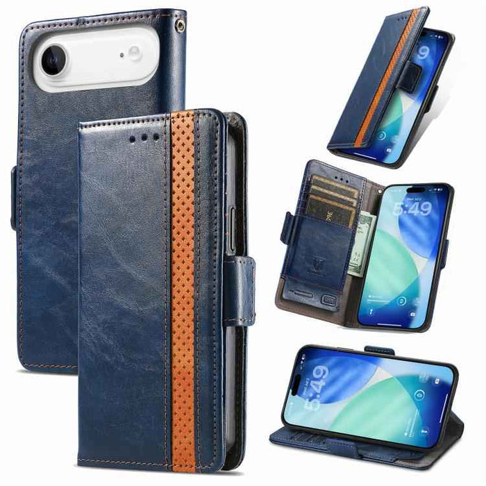 For iPhone Air CaseNeo Splicing Dual Magnetic Buckle Leather Phone Case(Blue)