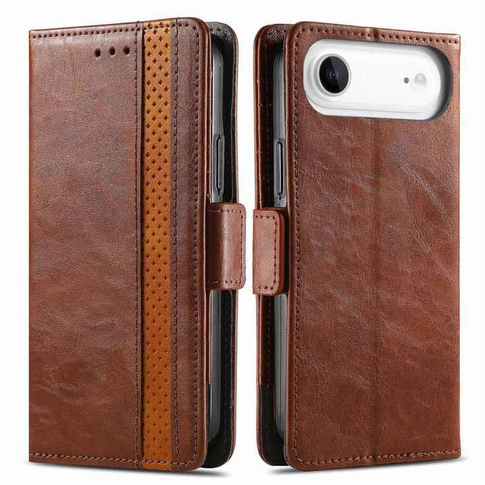For iPhone Air CaseNeo Splicing Dual Magnetic Buckle Leather Phone Case(Brown)