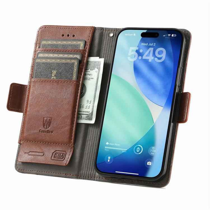 For iPhone Air CaseNeo Splicing Dual Magnetic Buckle Leather Phone Case(Brown)