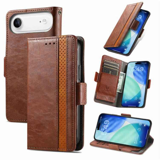 For iPhone Air CaseNeo Splicing Dual Magnetic Buckle Leather Phone Case(Brown)