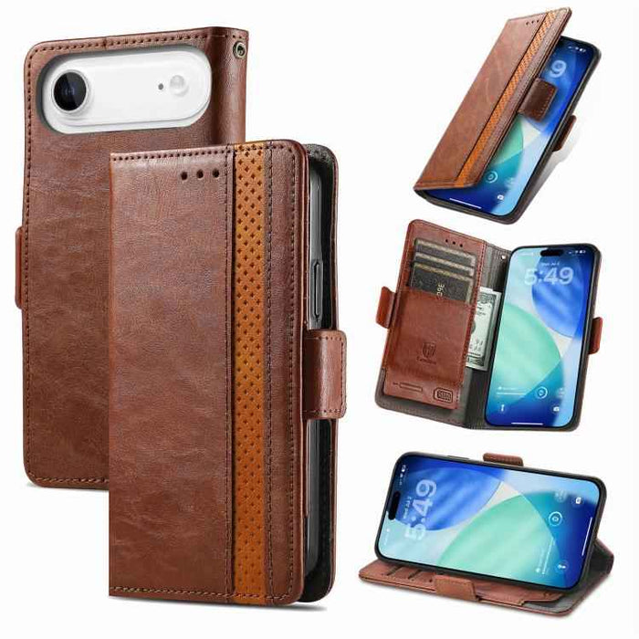 For iPhone Air CaseNeo Splicing Dual Magnetic Buckle Leather Phone Case(Brown)
