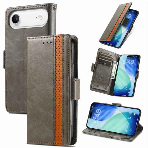 For iPhone Air CaseNeo Splicing Dual Magnetic Buckle Leather Phone Case(Gray)