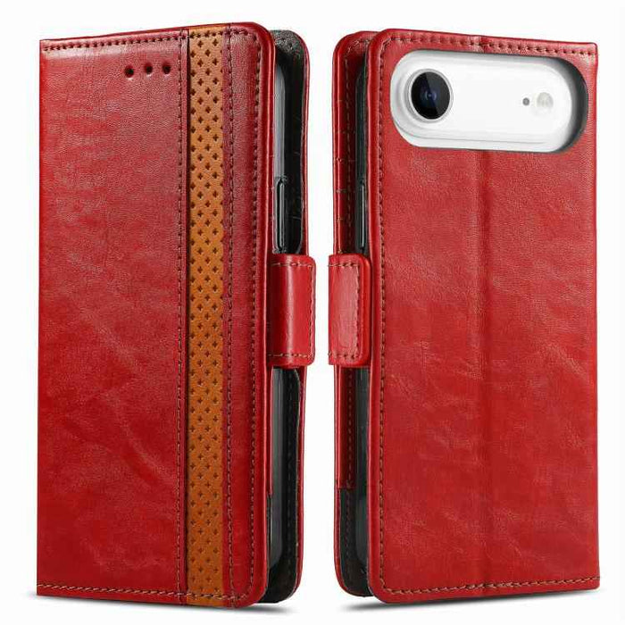 For iPhone Air CaseNeo Splicing Dual Magnetic Buckle Leather Phone Case(Red)