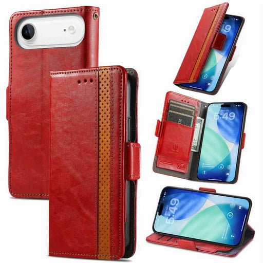 For iPhone Air CaseNeo Splicing Dual Magnetic Buckle Leather Phone Case(Red)