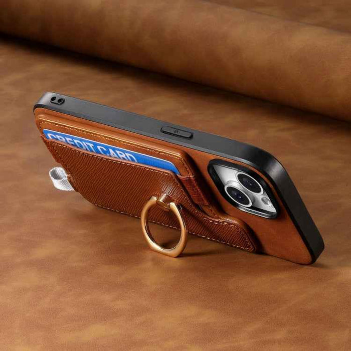 For Samsung Galaxy S24 Ultra 5G Retro Cross Leather Ring Horizontal Insert Card Bag MagSafe Phone Case(Brown)