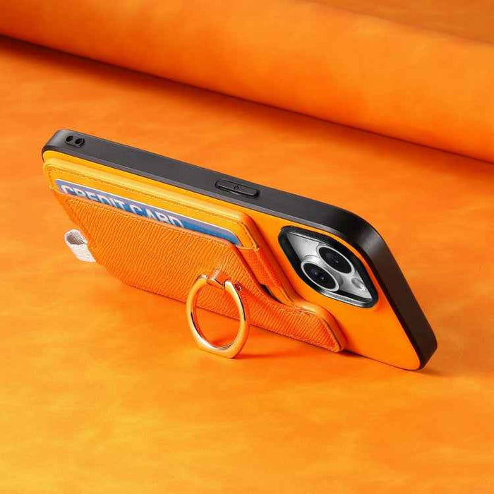 For Samsung Galaxy S24 Ultra 5G Retro Cross Leather Ring Horizontal Insert Card Bag MagSafe Phone Case(Yellow)