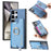 For Samsung Galaxy S24 Ultra 5G Retro Cross Leather Ring Horizontal Insert Card Bag MagSafe Phone Case(Blue)