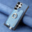 For Samsung Galaxy S24 Ultra 5G Retro Cross Leather Ring Horizontal Insert Card Bag MagSafe Phone Case(Blue)