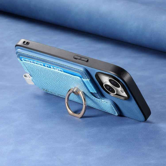 For Samsung Galaxy S24 Ultra 5G Retro Cross Leather Ring Horizontal Insert Card Bag MagSafe Phone Case(Blue)