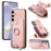 For Samsung Galaxy S24+ 5G Retro Cross Leather Ring Horizontal Insert Card Bag MagSafe Phone Case(Pink)