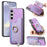 For Samsung Galaxy S24+ 5G Retro Cross Leather Ring Horizontal Insert Card Bag MagSafe Phone Case(Purple)