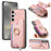 For Samsung Galaxy S24 5G Retro Cross Leather Ring Horizontal Insert Card Bag MagSafe Phone Case(Pink)