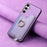 For Samsung Galaxy S24 5G Retro Cross Leather Ring Horizontal Insert Card Bag MagSafe Phone Case(Purple)
