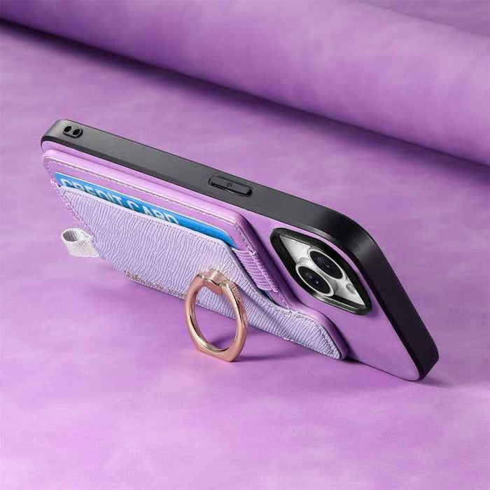 For Samsung Galaxy S24 5G Retro Cross Leather Ring Horizontal Insert Card Bag MagSafe Phone Case(Purple)