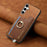 For Samsung Galaxy S24 5G Retro Cross Leather Ring Horizontal Insert Card Bag MagSafe Phone Case(Brown)