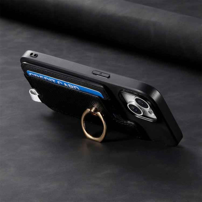 For Samsung Galaxy S24 5G Retro Cross Leather Ring Horizontal Insert Card Bag MagSafe Phone Case(Black)