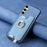 For Samsung Galaxy S24 5G Retro Cross Leather Ring Horizontal Insert Card Bag MagSafe Phone Case(Blue)