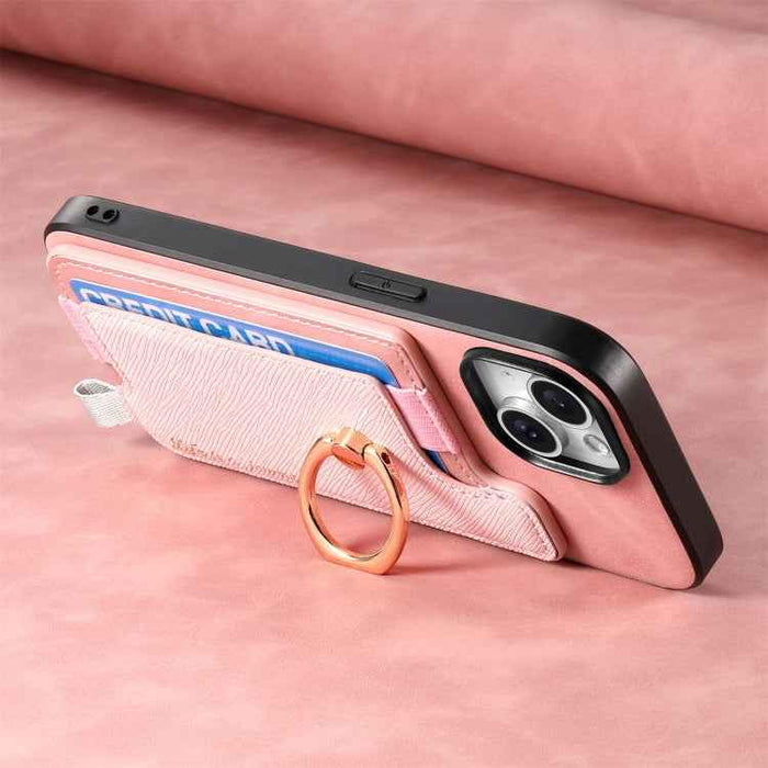 For Samsung Galaxy S24 FE 5G Retro Cross Leather Ring Horizontal Insert Card Bag MagSafe Phone Case(Pink)