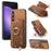 For Samsung Galaxy S24 FE 5G Retro Cross Leather Ring Horizontal Insert Card Bag MagSafe Phone Case(Brown)