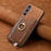 For Samsung Galaxy S24 FE 5G Retro Cross Leather Ring Horizontal Insert Card Bag MagSafe Phone Case(Brown)