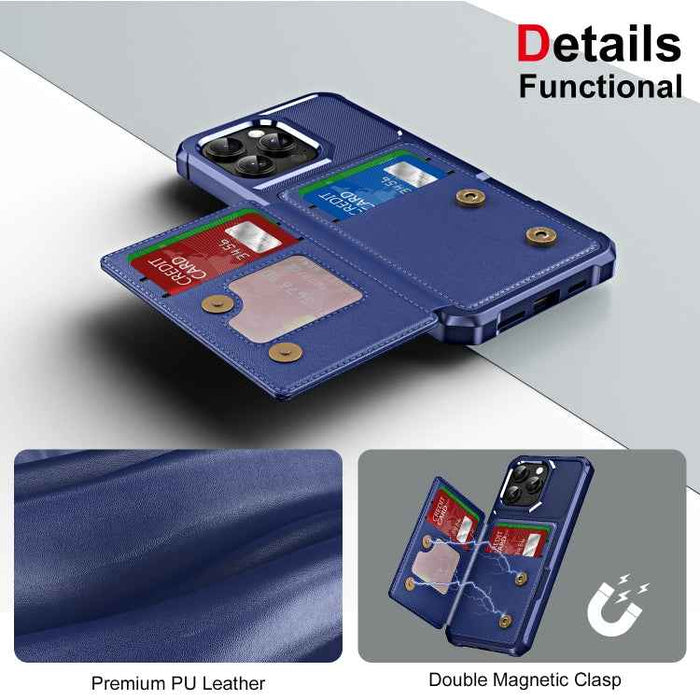 For iPhone 16 Pro ENKAY Hat-Prince Card Slot Wallet TPU Back Leather Phone Case with Lens Film(Rose Gold)