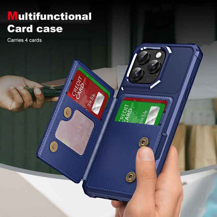 For iPhone 16 Pro ENKAY Hat-Prince Card Slot Wallet TPU Back Leather Phone Case with Lens Film(Cyan)