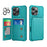 For iPhone 16 Pro ENKAY Hat-Prince Card Slot Wallet TPU Back Leather Phone Case with Lens Film(Cyan)