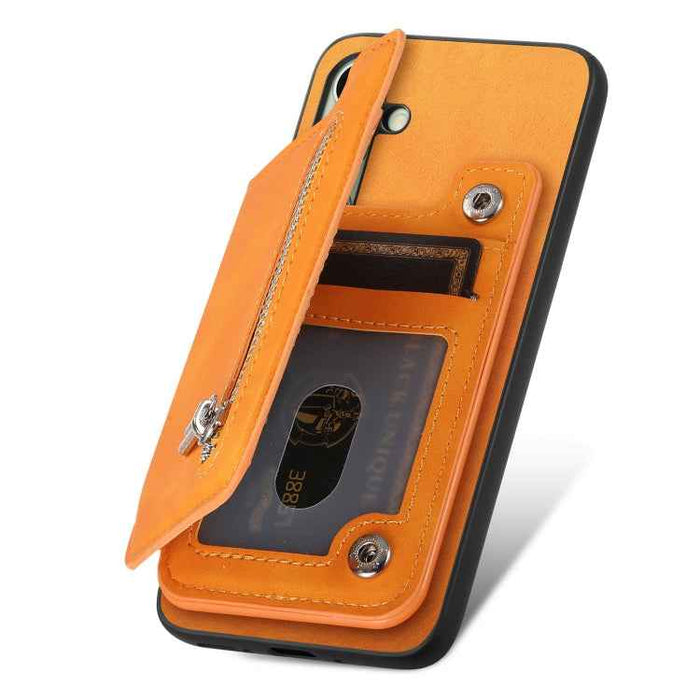 For Samsung Galaxy S24 FE 5G Retro MagSafe Zipper Wallet Card Bag Back Phone Case(Yellow)
