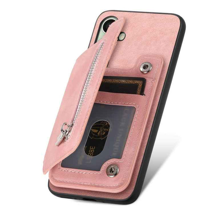 For Samsung Galaxy S24 FE 5G Retro MagSafe Zipper Wallet Card Bag Back Phone Case(Pink)