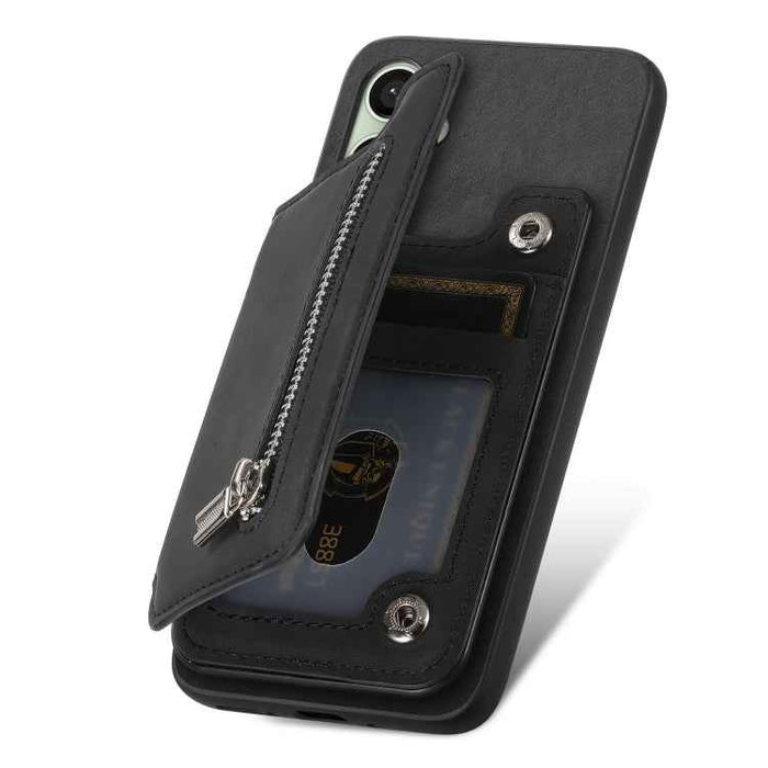 For Samsung Galaxy S24 FE 5G Retro MagSafe Zipper Wallet Card Bag Back Phone Case(Black)