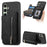 For Samsung Galaxy S24 FE 5G Retro MagSafe Zipper Wallet Card Bag Back Phone Case(Black)