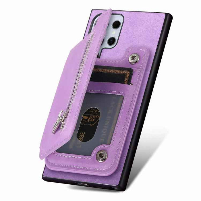 For Samsung Galaxy S24 Ultra 5G Retro MagSafe Zipper Wallet Card Bag Back Phone Case(Purple)