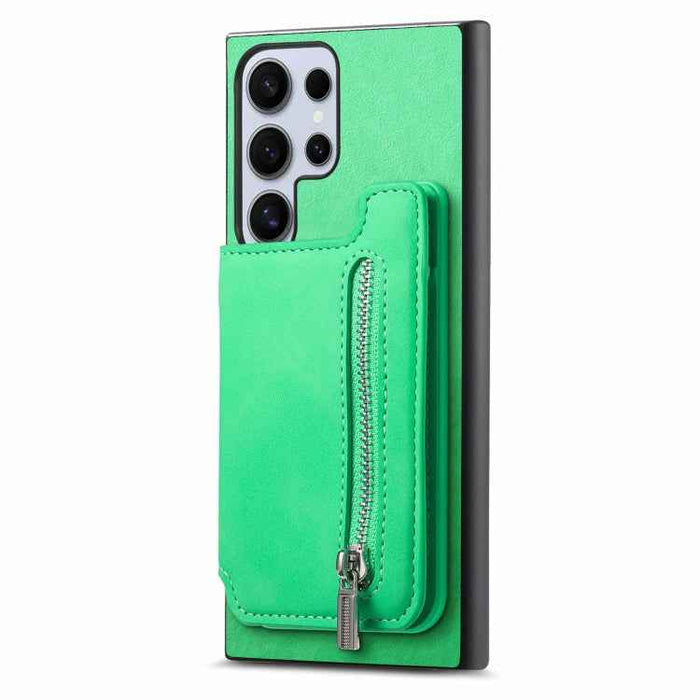 For Samsung Galaxy S24 Ultra 5G Retro MagSafe Zipper Wallet Card Bag Back Phone Case(Green)
