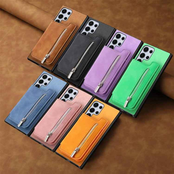 For Samsung Galaxy S24 Ultra 5G Retro MagSafe Zipper Wallet Card Bag Back Phone Case(Blue)
