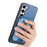 For Samsung Galaxy S24 FE 5G Retro Cross Leather Ring Vertical Insert Card Bag MagSafe Phone Case(Blue)