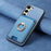 For Samsung Galaxy S24 FE 5G Retro Cross Leather Ring Vertical Insert Card Bag MagSafe Phone Case(Blue)