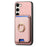 For Samsung Galaxy S24 FE 5G Retro Cross Leather Ring Vertical Insert Card Bag MagSafe Phone Case(Pink)
