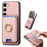 For Samsung Galaxy S24 FE 5G Retro Cross Leather Ring Vertical Insert Card Bag MagSafe Phone Case(Pink)